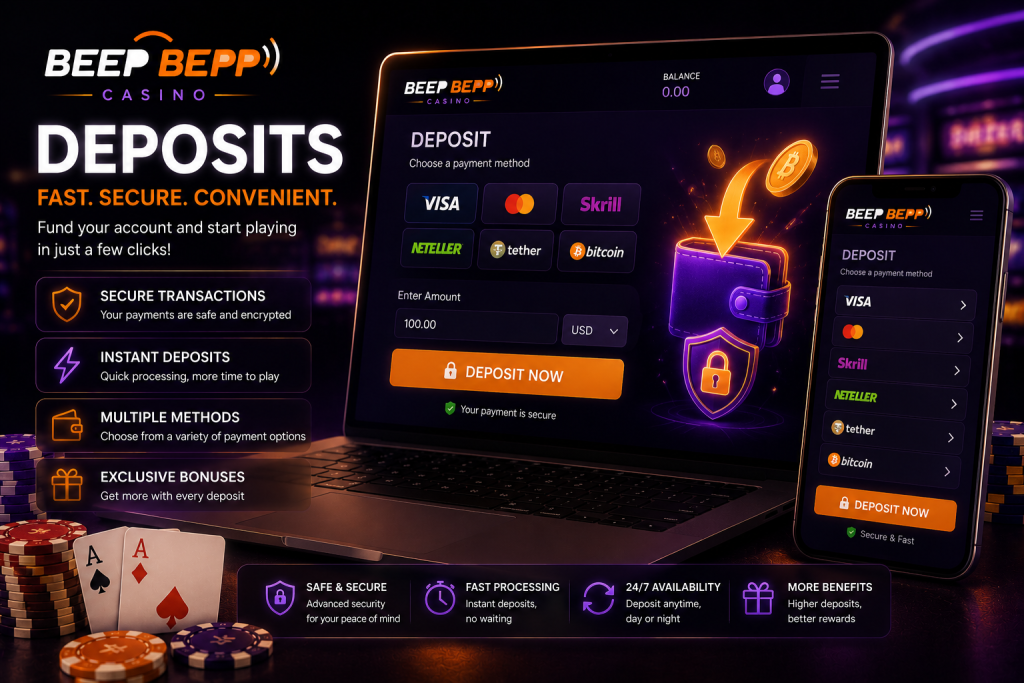 Secure online payment interface with casino chips, credit card and digital wallet icons